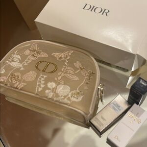 Dior Floral Embroidered Cosmetic Case in Beige with beautiful florals (2025)